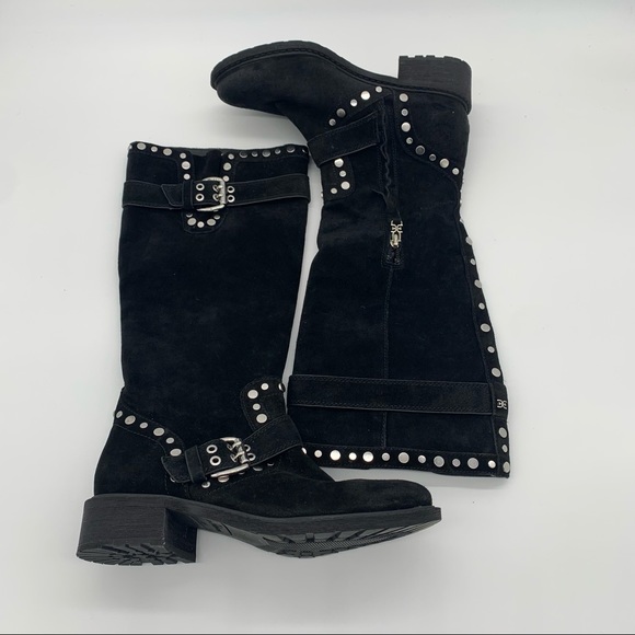 Sam Edelman Shoes - Sam Edelman Deryn Stud moto Boot Black Suedes‎